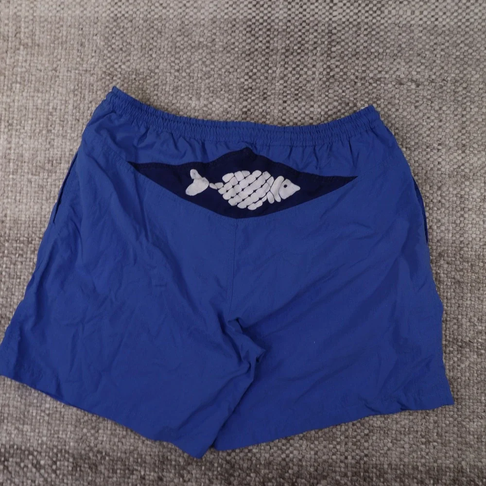 Back East Swim Trunks Mens Large Blue Excellent Fish Graphic Mesh Lined Shorts